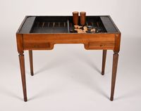 Table tric-trac en bois et placage de noyer, ouvrant par deu… (photo 4)