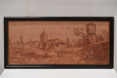 Ecole du XIXè siècle, "Paysage animé", huile sur toile en ca…