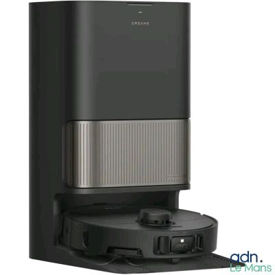 the black and silver coffee maker is on display against a white background