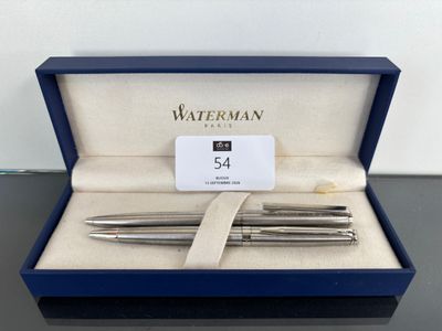 a pair of waterman fountain pens in a blue box