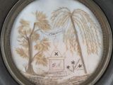 a picture of a picture of a tree and a bird on a plate