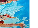 painting of a woman swimming in a pool with her hands in the water
