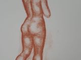 an image of a drawing of a woman standing in front of a white wall