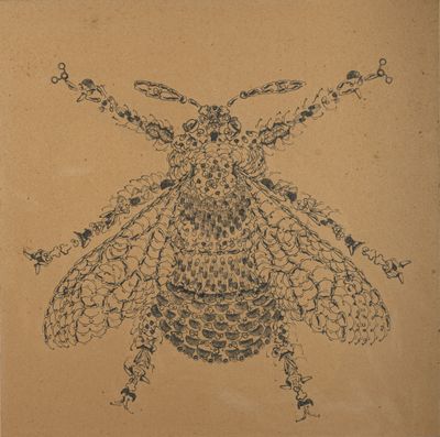 an image of a drawing of a bee on a piece of paper
