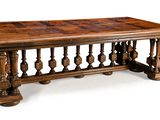 an image of a large wooden table with a tile top