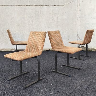Set de 4 chaises en tissu Missoni d'origine, design Giovanni Offredi p
