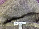 purple and grey scarf with a label on it