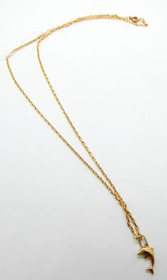 Chaîne en or jaune 750 °/°° (18k) ornée d'un pendentif en fo… - Photo 1