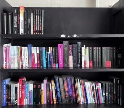 une étagère contenant de nombreux livres dans une pièce