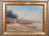 un tableau représentant une scène de désert avec un homme et une femme
