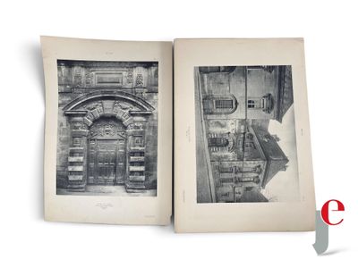 an open book with a picture of an old building and a picture of a building