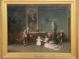 an image of a painting of a family in a living room