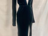 vintage black velvet evening gown with tuxedo and shawl collar