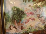 a picture of a painting on the wall of a bathroom
