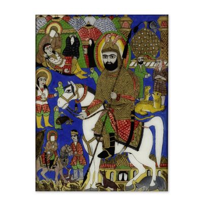 une image d'un tableau représentant un homme à cheval