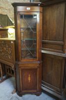 Armoire d'angle anglaise - avec 1 porte vitrée et 1 porte pl…