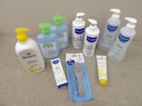 many different types of baby care products on the table