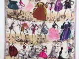 une image représentant une écharpe accompagnée de nombreuses tenues féminines différentes