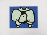 an image of a picture of a blue and white picture of two elephants