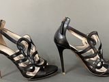 christiane garaud black leather strappy heels size 39