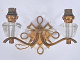 pair of antique brass wall sconces with clear glass shades