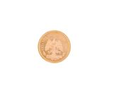 a close up of a gold coin on a white background