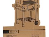 a cardboard model of a barbecue grill with a cart on it