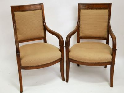 pair of early 20th century french walnut armchairs