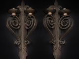 paire d'appliques murales anciennes représentant deux fleurs