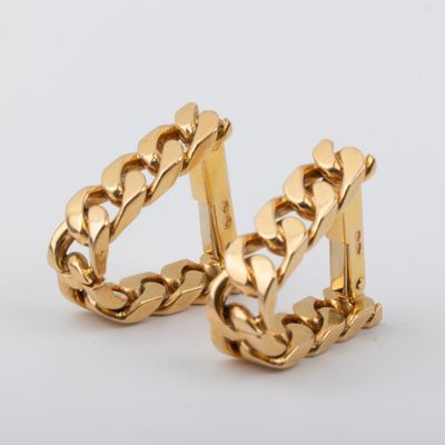 Boutons de manchettes or tressé 18K Vers 1960 - Photo 1