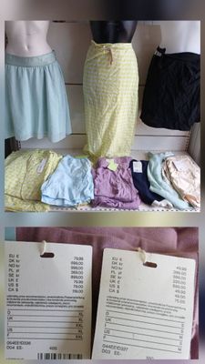 several pictures of a woman ' s skirt and a dress on a mannequin mannequin mannequin mannequin mannequin mannequin mann