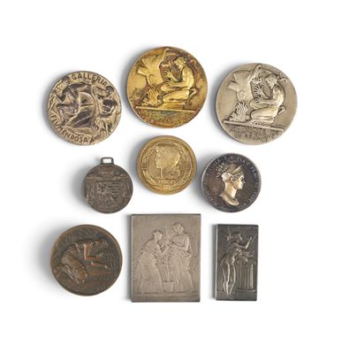 an image of a collection of medals and medals on a white surface