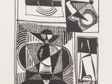 an image of a black and white drawing of a man in a chair