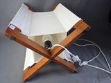 a small table with a lamp on top of it
