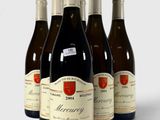 six bouteilles de vin sont alignées sur une surface blanche