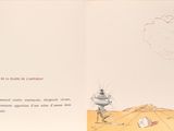 un livre ouvert sur lequel figure l'image d'un homme et d'un chien