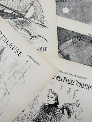 sketches of a man and a woman in a boat and a man in a boat and a woman in a boat