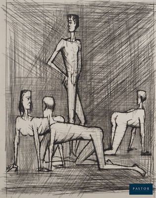 un dessin en noir et blanc représentant un homme debout devant un groupe de personnes