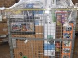 a large metal cart with many items in it