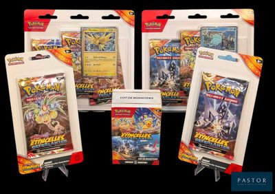 three packs of pokemon trading cards are shown on a black background