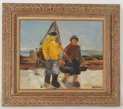 LEFRANC Roland - "Retour de pêche", huile sur toile, signée …