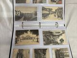 an open book with pictures of old buildings on it