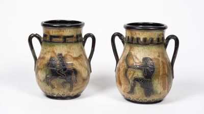 Roger GUERIN (1896-1954). Paire de vases de forme renflée à …