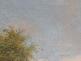 a painting of a man riding a horse in a field