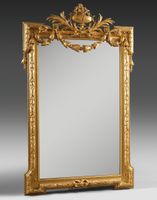 Miroir de cheminée en bois et stuc doré à décor mouluré de c…