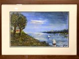 a picture of a painting of a sailboat on the water
