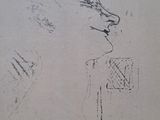 pencil drawing of a man with a hat and glasses on