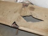 a bed that has a hole in the middle of it