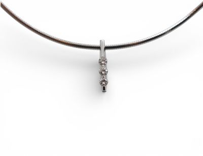 silver plated necklace with a diamond pendant on a leather cord