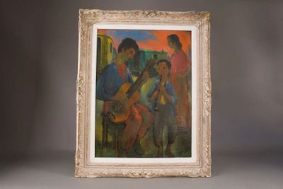 an image of a painting of a group of people playing instruments